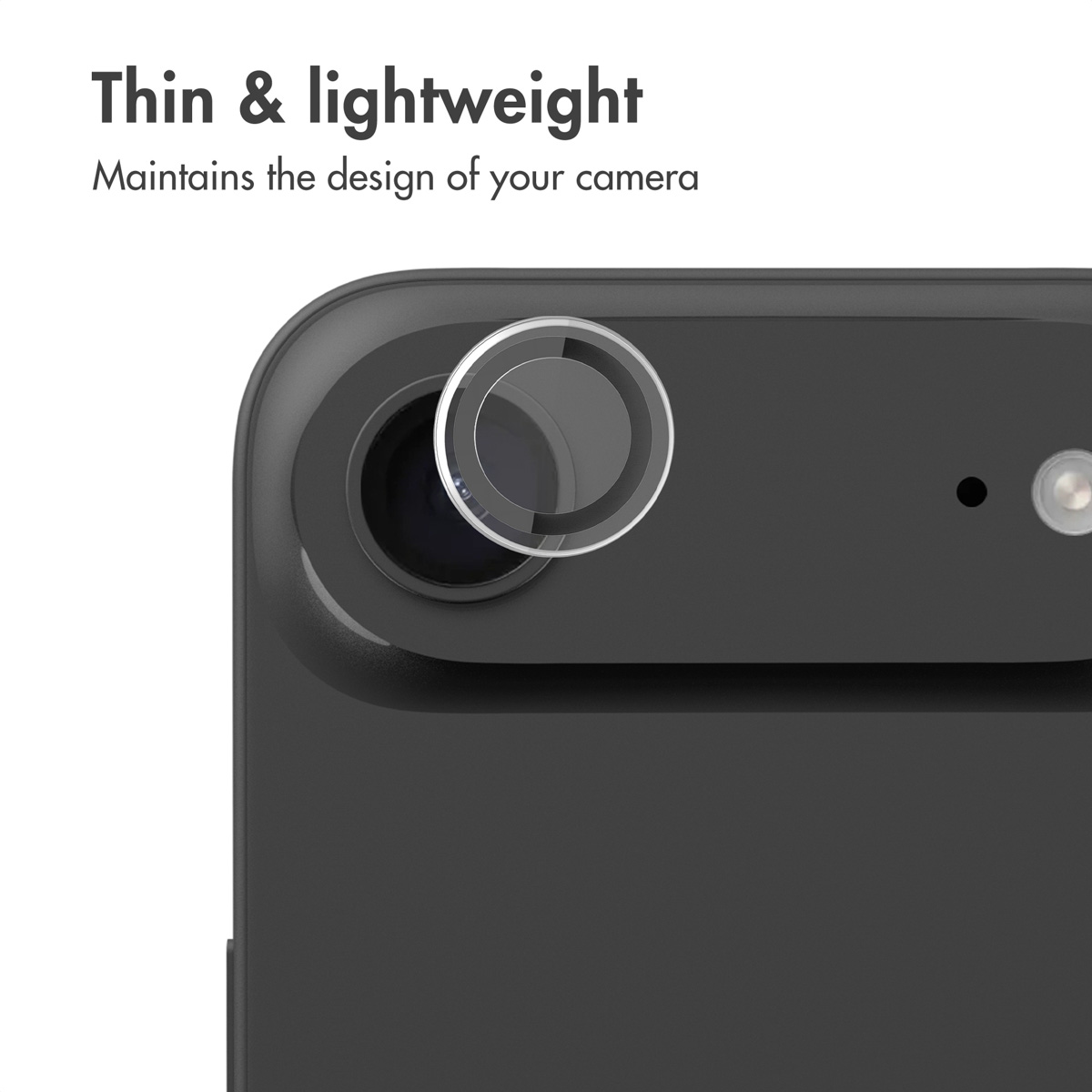 Protezione fotocamera sottile e leggera sul retro dello smartphone.