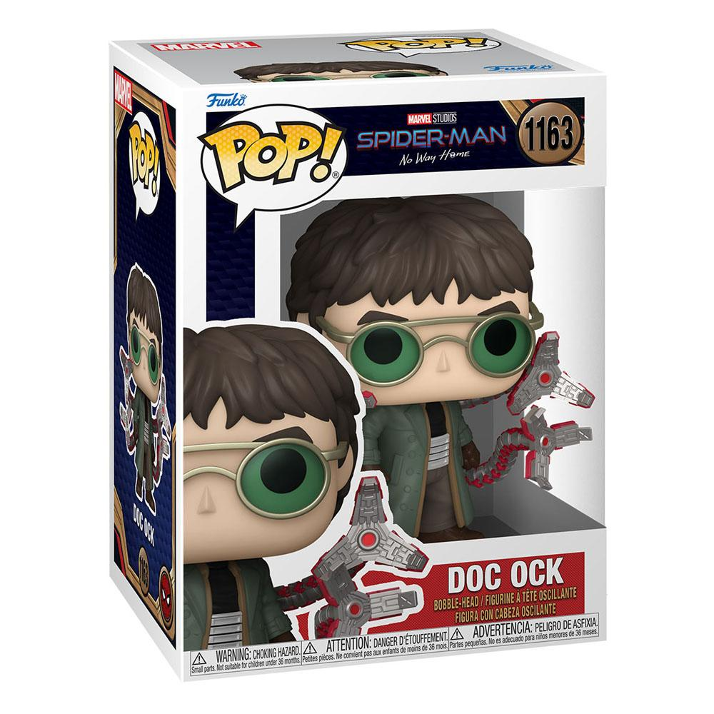 Figura Funko Pop de Doc Ock de Spider-Man en su caja original con brazos mecánicos.