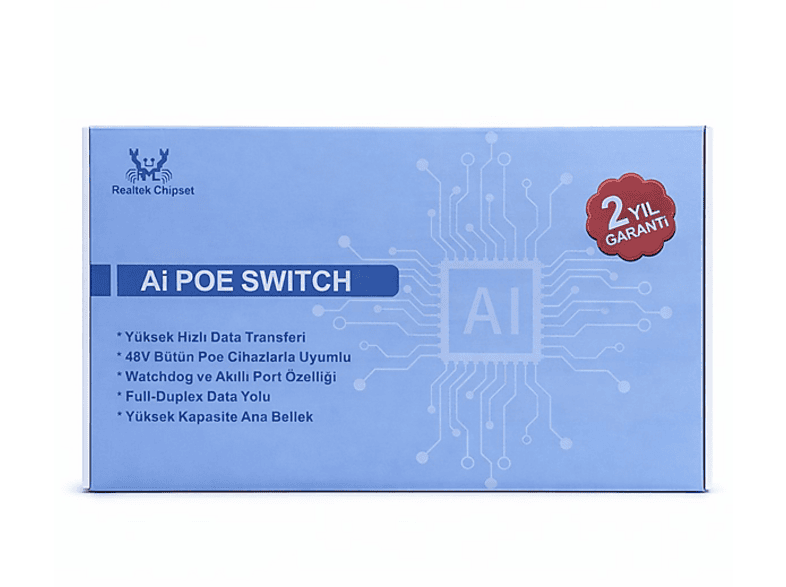 EZCOOL EZ-08PSF-FG 8 Port 8GE+2GE 120W F.Gigabit POE Switch Mavi