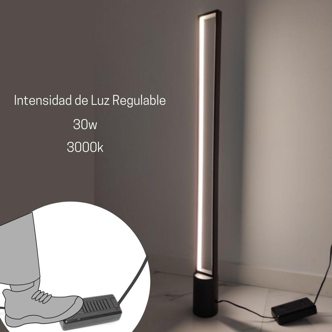 Lámpara de pie LED moderna y delgada con interruptor de pedal.