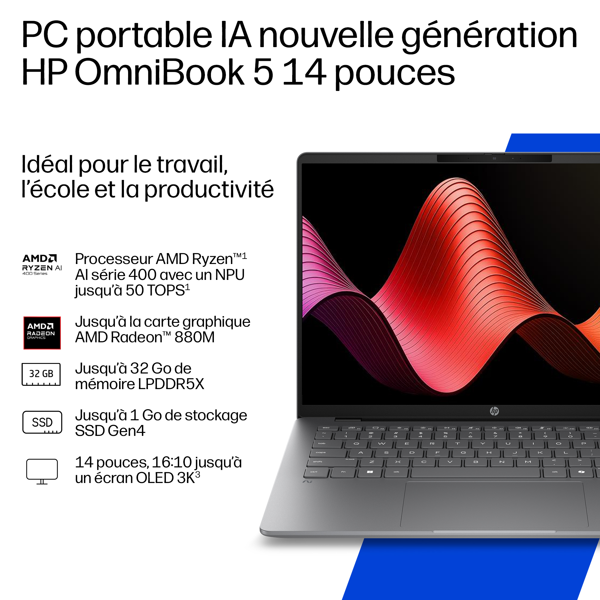 Laptop HP OmniBook 5 Next Gen AI 14-hm0008nfx / AMD Ryzen AI 5, 330 / ...