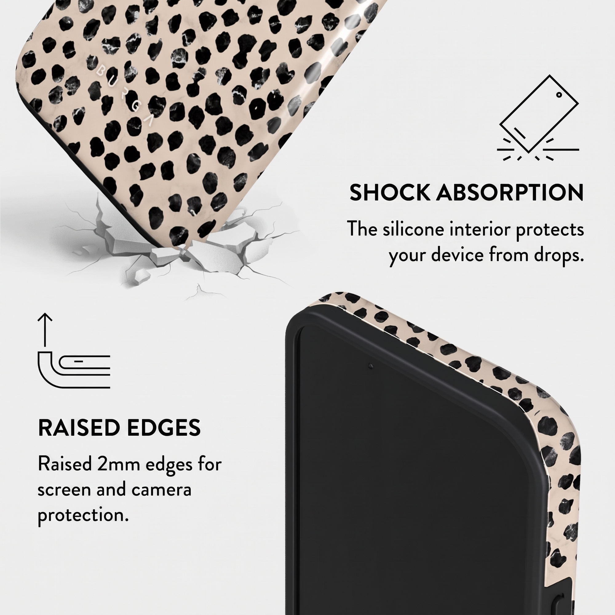 Custodia per telefono leopardata con assorbimento degli urti.