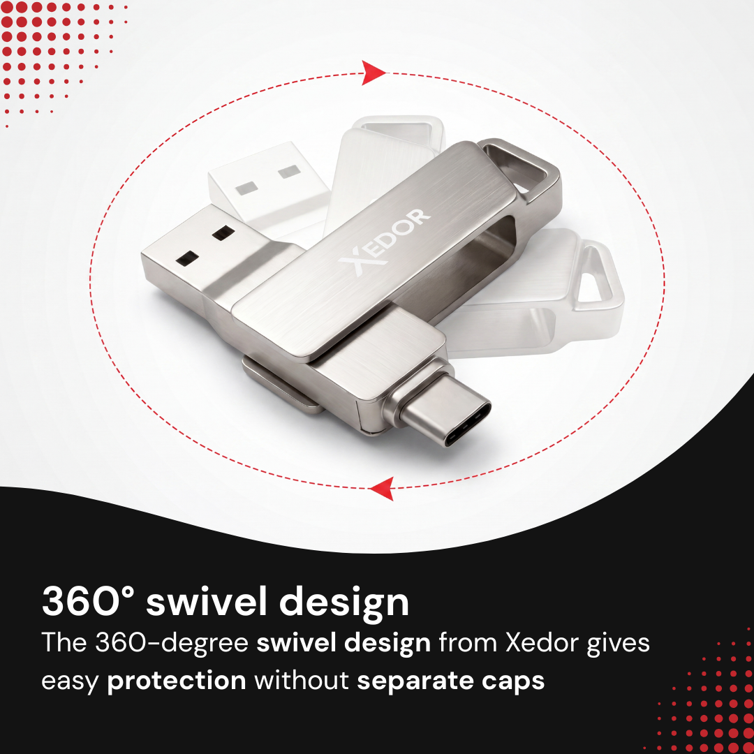 Clé USB Xedor présentant un design pivotant à 360 degrés.