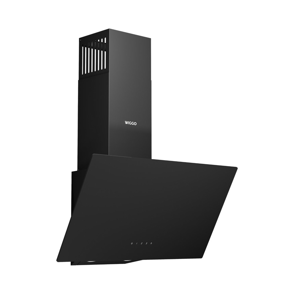 Modern black wall-mounted cooker hood with WIGGO branding.