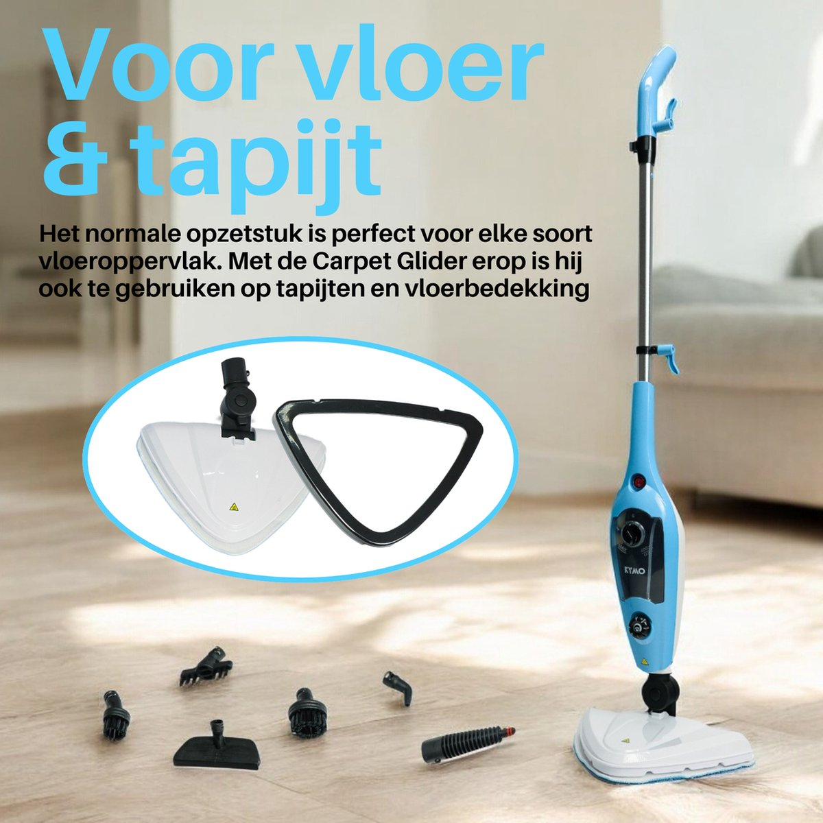 PULITORE A VAPORE 2025 KYMO 9 in 1, Potenza Max 1300 W, Serbatoio 0,45 l, Pressione 3 bar, Blu / Bianco