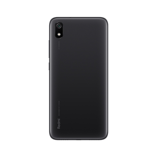 Retro di uno smartphone Redmi nero con una singola fotocamera e flash LED.