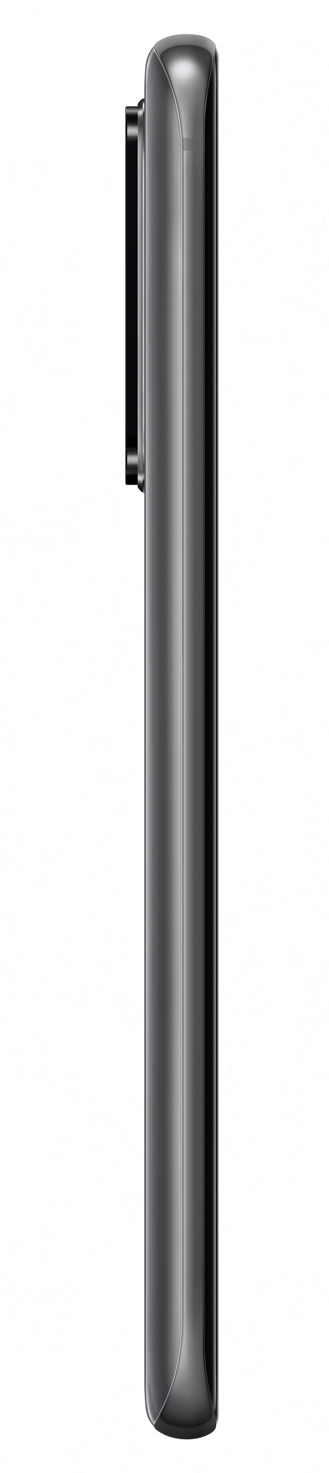Kamera modüllü modern siyah akıllı telefonun yan görünümü.