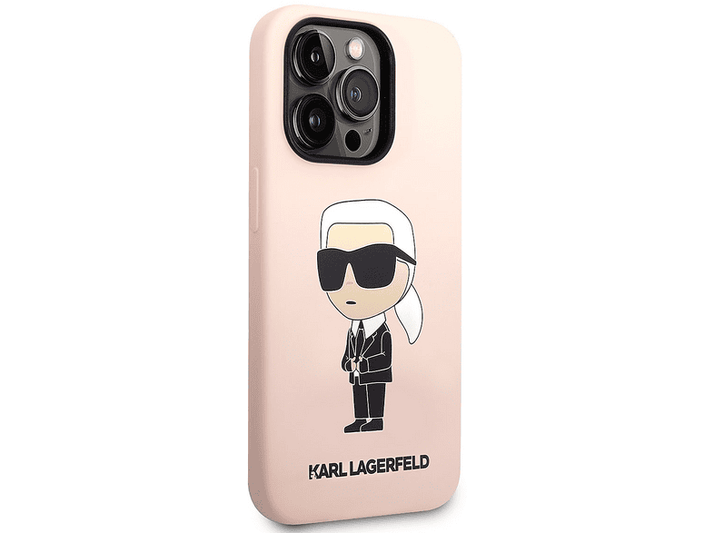 KARL LAGERFELD Apple iPhone 14 Pro Max Uyumlu Silikon Karl Dizayn Kapak Telefon Kılıfı Pembe