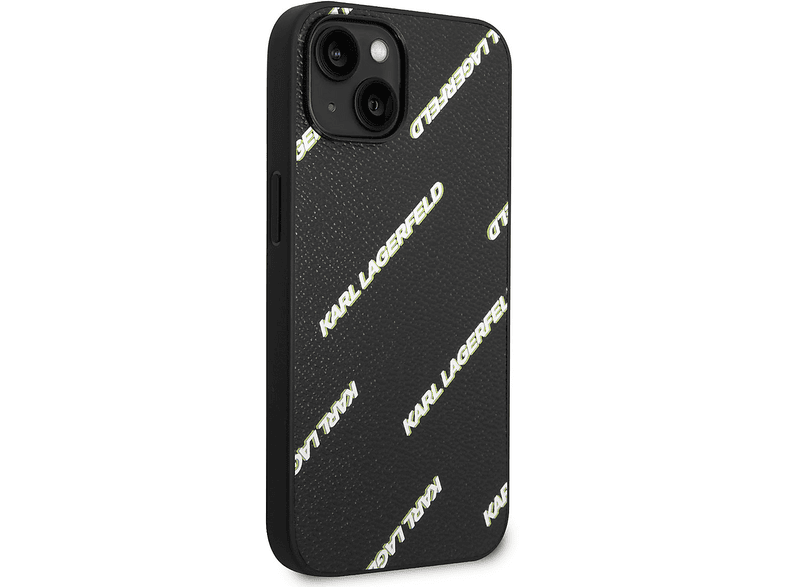 KARL LAGERFELD Apple iPhone 14 Uyumlu PU Suni Deri Logolu Dizayn Kapak Telefon Kılıfı Siyah