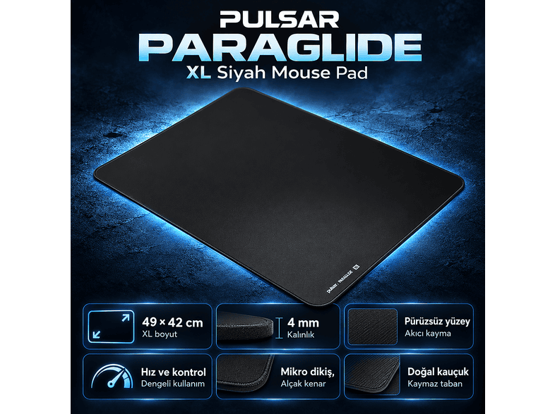PULSAR PMP14XLB ParaGlide 49×42 4mm XL Gaming Mousepad Siyah