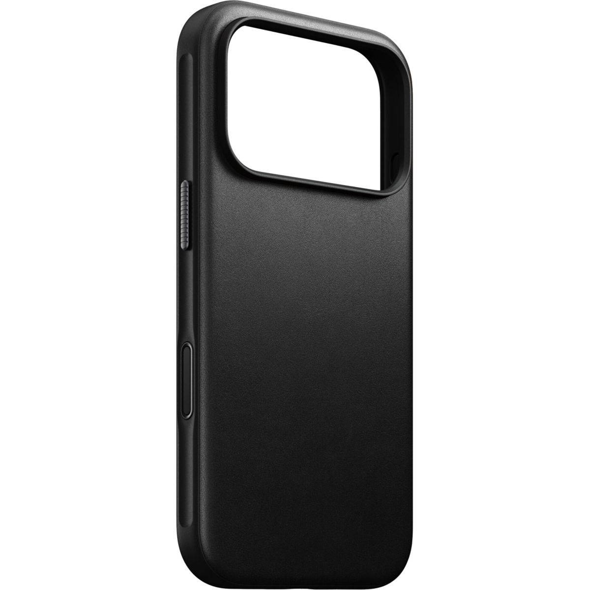 Custodia protettiva nera per smartphone con apertura per fotocamera.