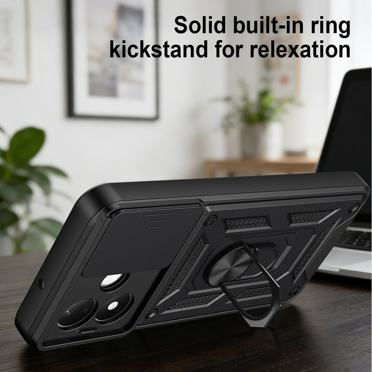 MOBYDEFEND Panzerhülle mit drehbarem Ring, Backcover, Xiaomi, Redmi ...