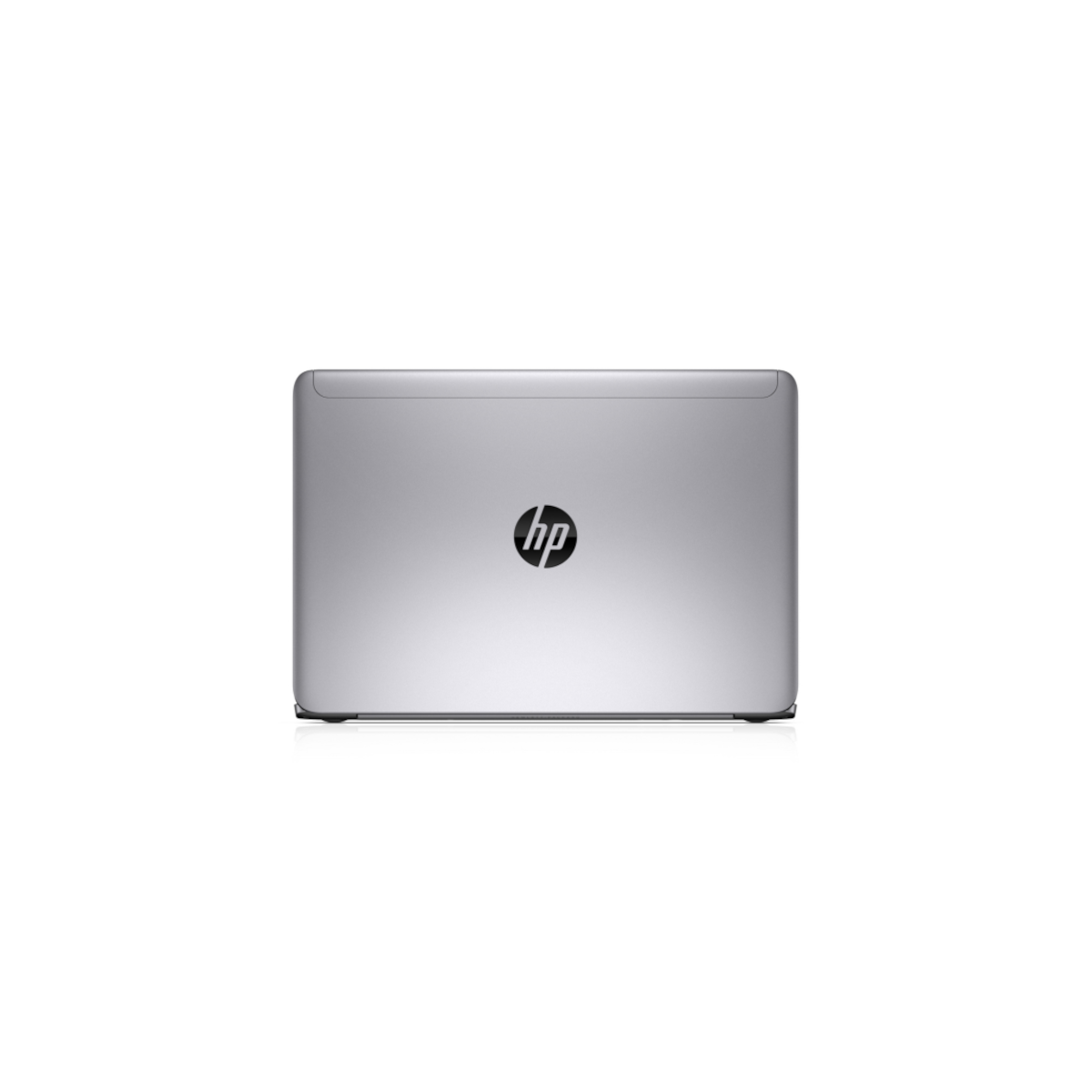 Ein silberner Laptop mit geschlossenem Deckel und dem HP-Logo in der Mitte vor weißem Hintergrund.