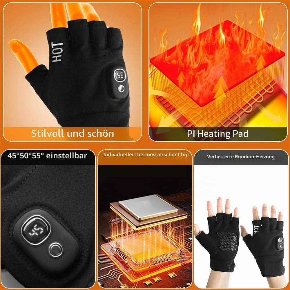Heizhandschuh mit verstellbaren Temperaturstufen und integrierter Heizplatte.