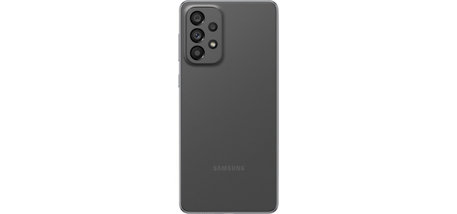Dört kameralı gri renkli Samsung akıllı telefonun arka yüzü.