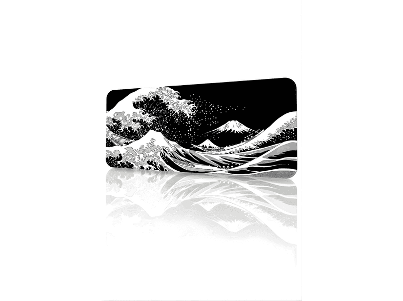 BLACK DEER XXL 90x40 cm Dikişli Kenar Japon Dalgası Oyuncu Mouse Pad Siyah
