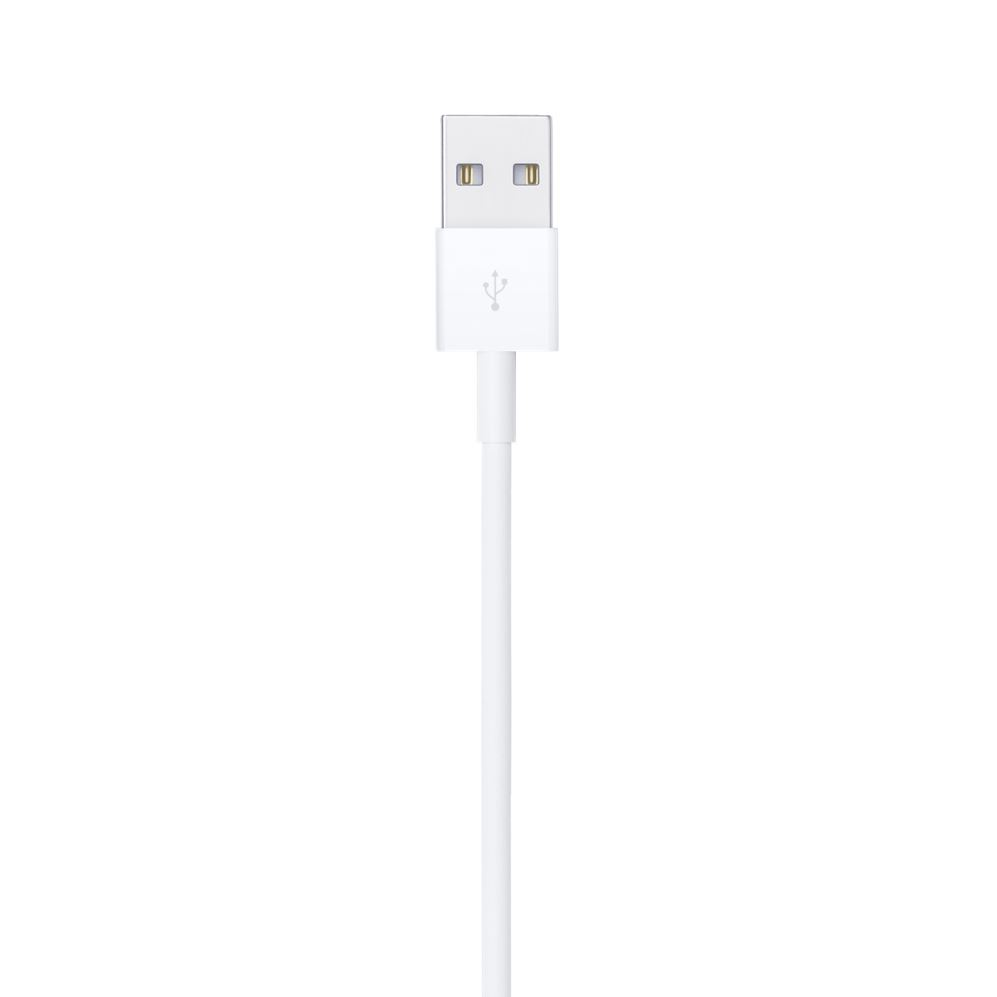 Biały kabel USB ze złączem typu A na neutralnym tle.