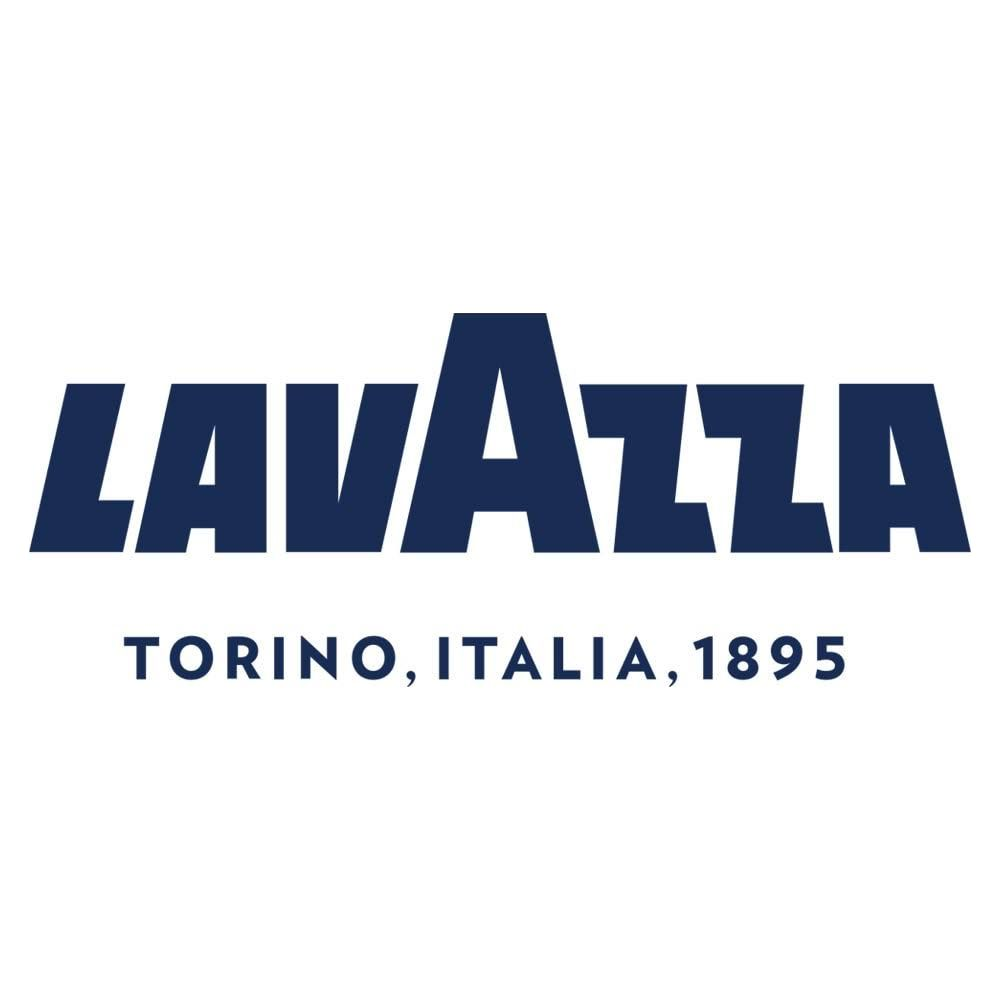 Logo Lavazza bleu avec le texte Torino, Italia, 1895 sur fond blanc.