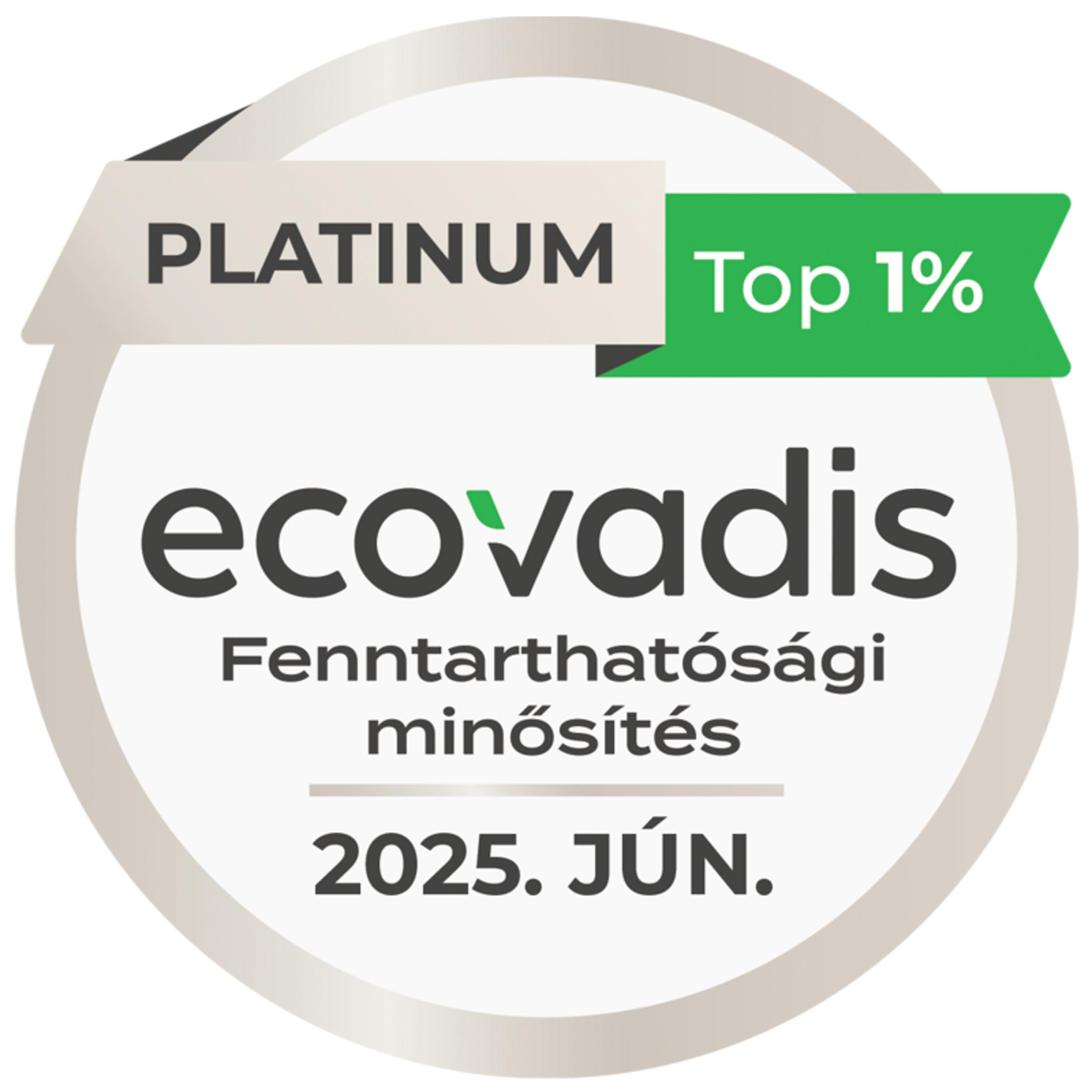 EcoVadis Platin-Zertifizierungssiegel Top 1%, gültig bis Juni 2025.
