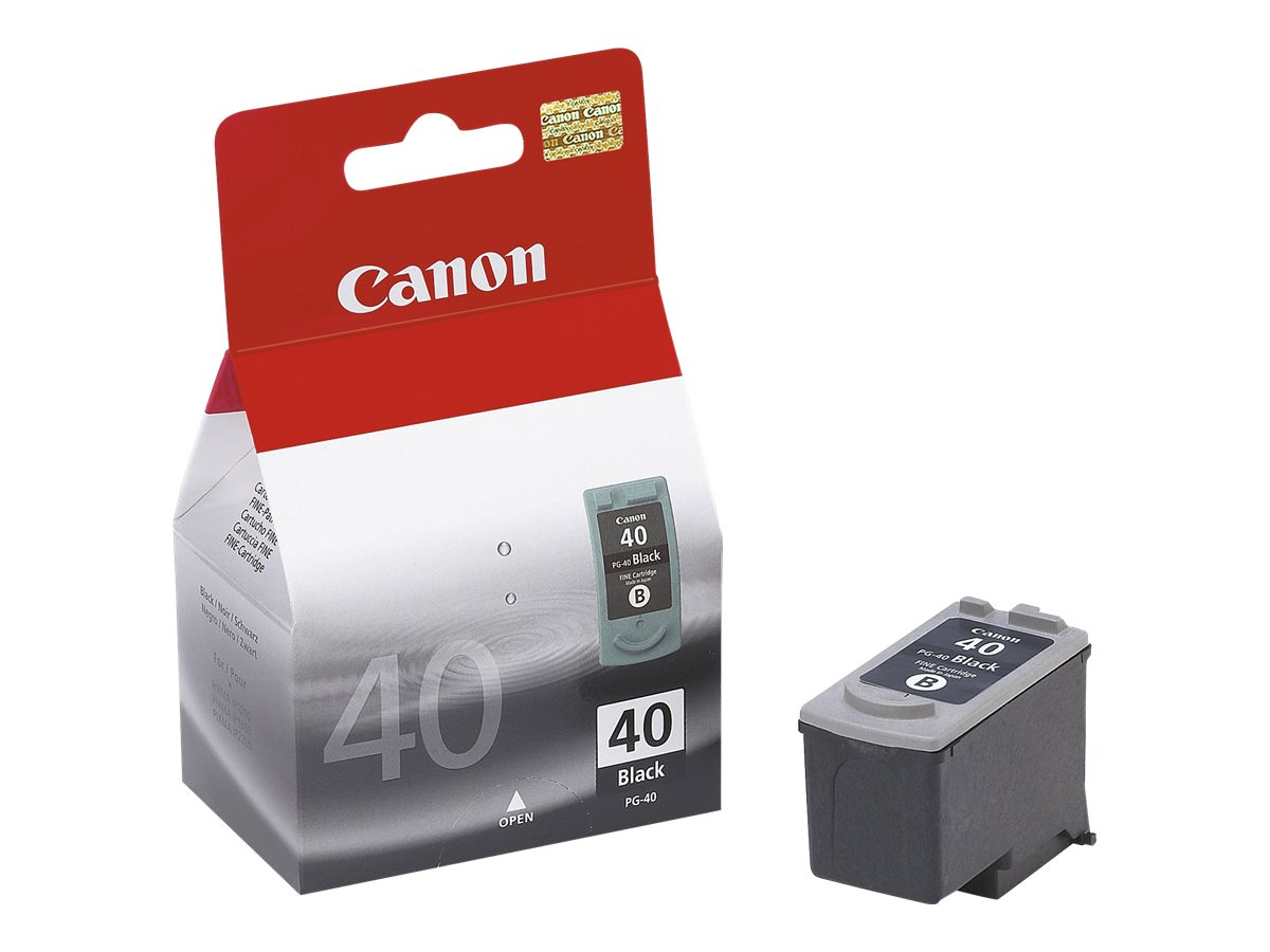 Canon PG-40 black ink cartridge with its original packaging on a white background.