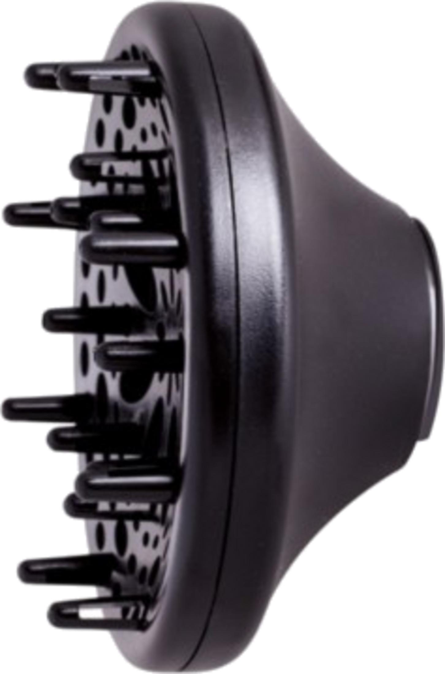 Un difusor negro para secador de pelo con púas.