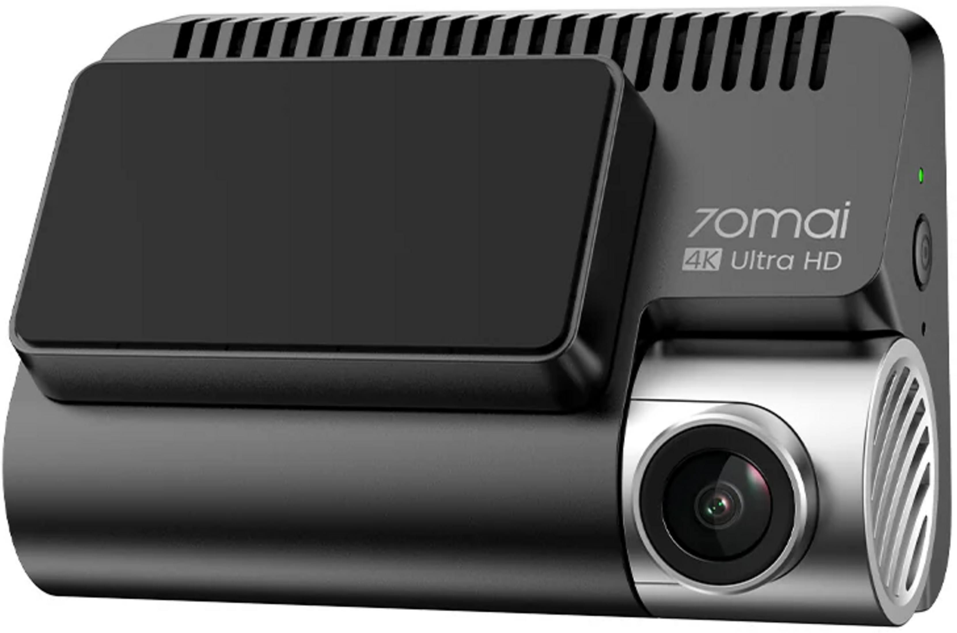 Schwarze 70mai 4K Ultra HD Dashcam mit silbernem Kameraobjektiv und Lüftungsschlitzen oben.