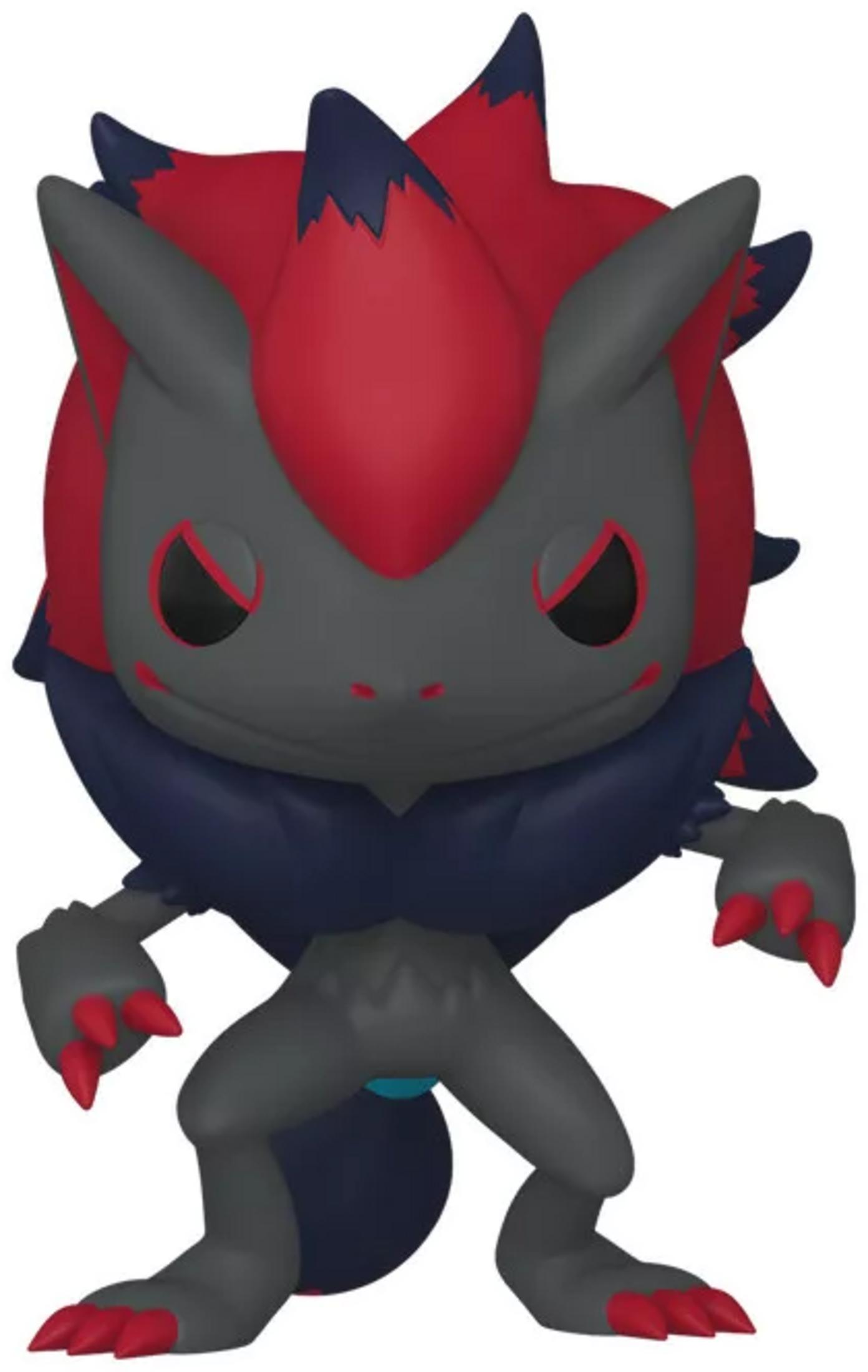 Una figura de monstruo gris y roja con pelaje puntiagudo, grandes ojos negros y garras rojas.