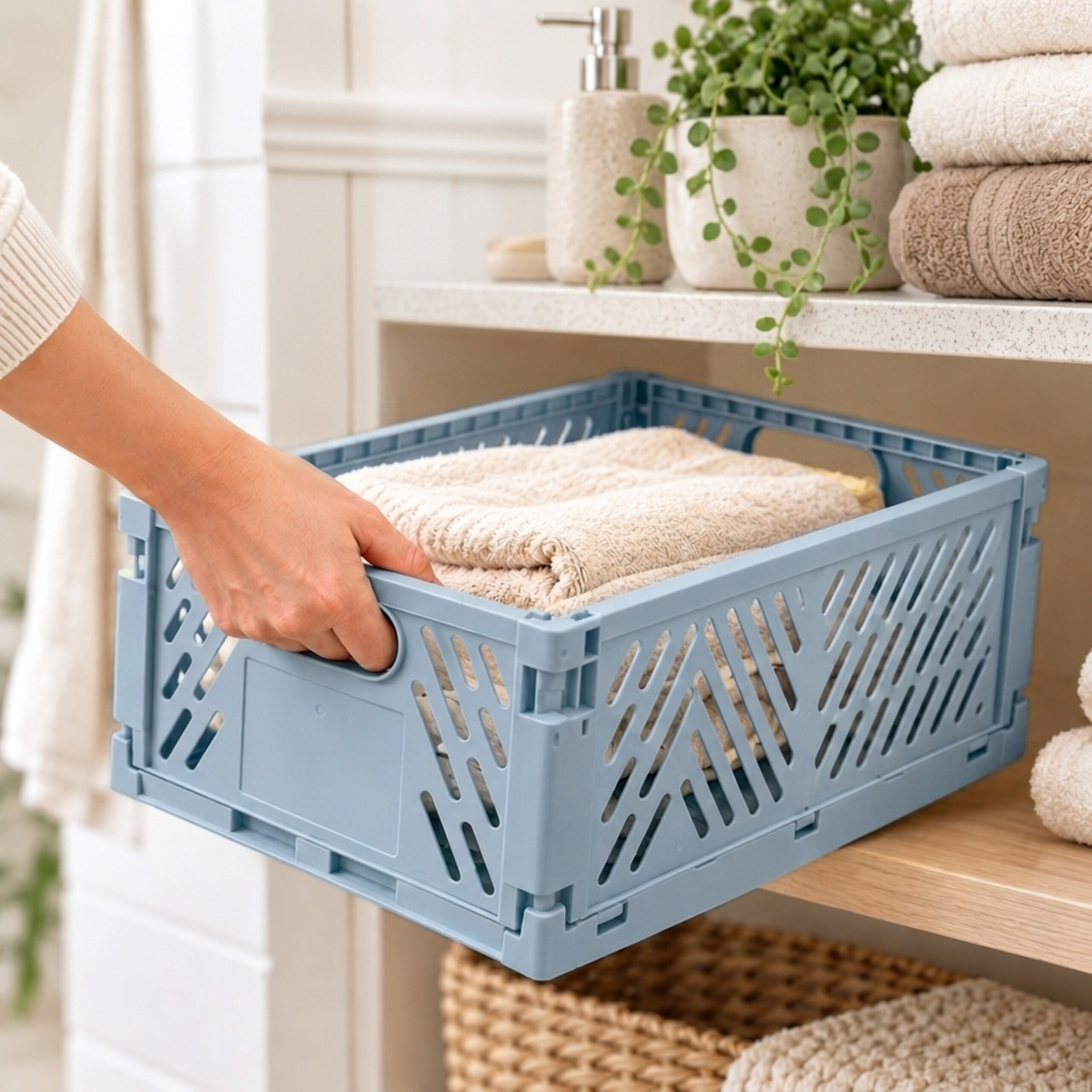 RELAXDAYS Klappkorb Aufbewahrungsbox Hellblau