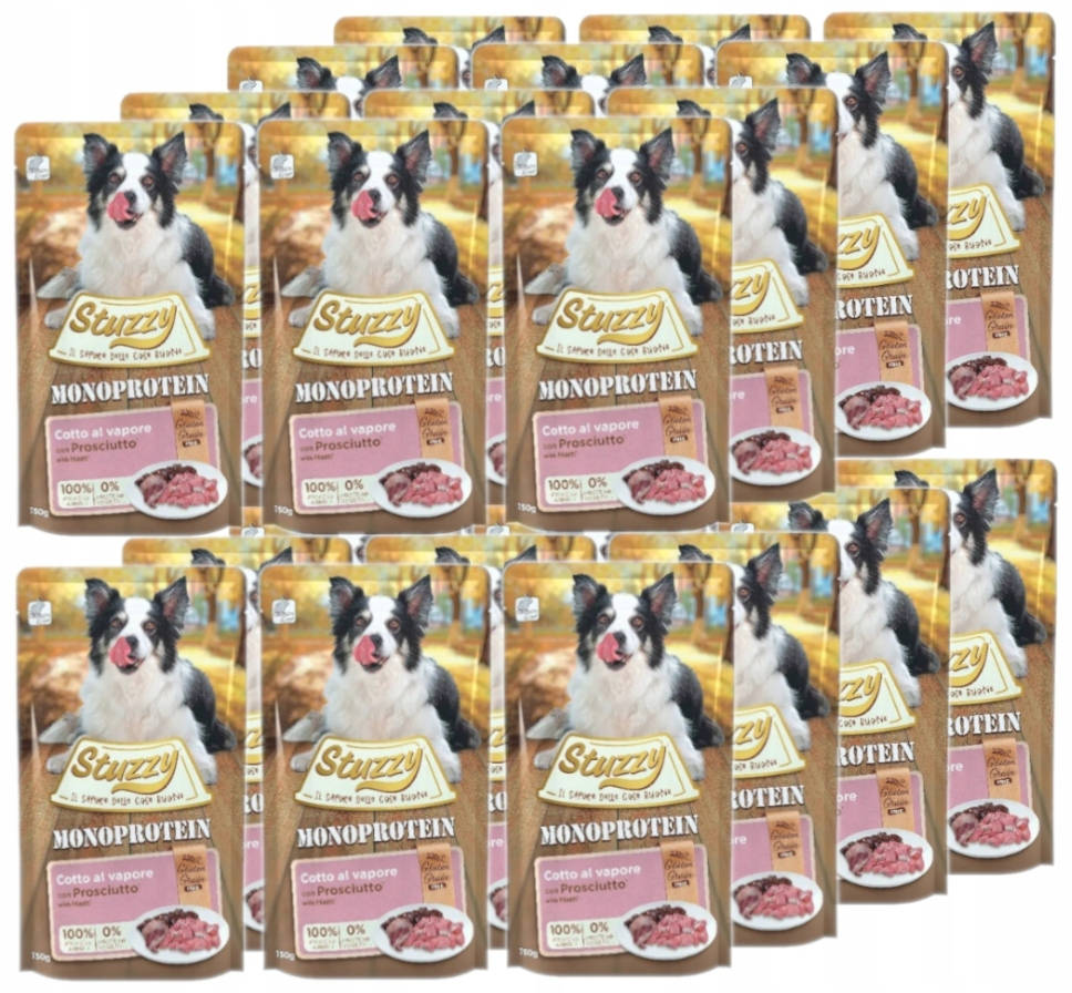 Saszetki z karmą dla psa Stuzzy Monoprotein z border collie i szynką.