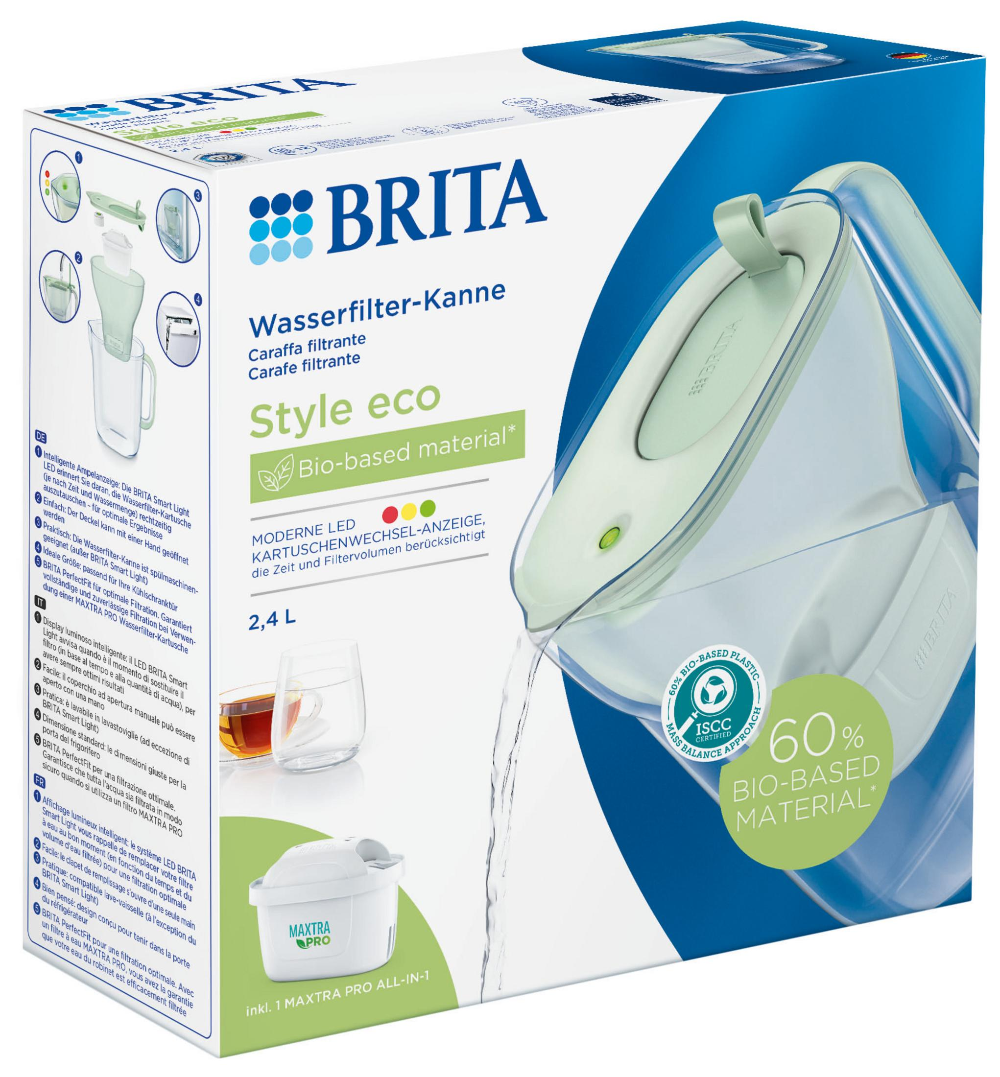 Brita Style eco Wasserfilter-Kanne in der Verpackung mit Maxtra Pro Filter.
