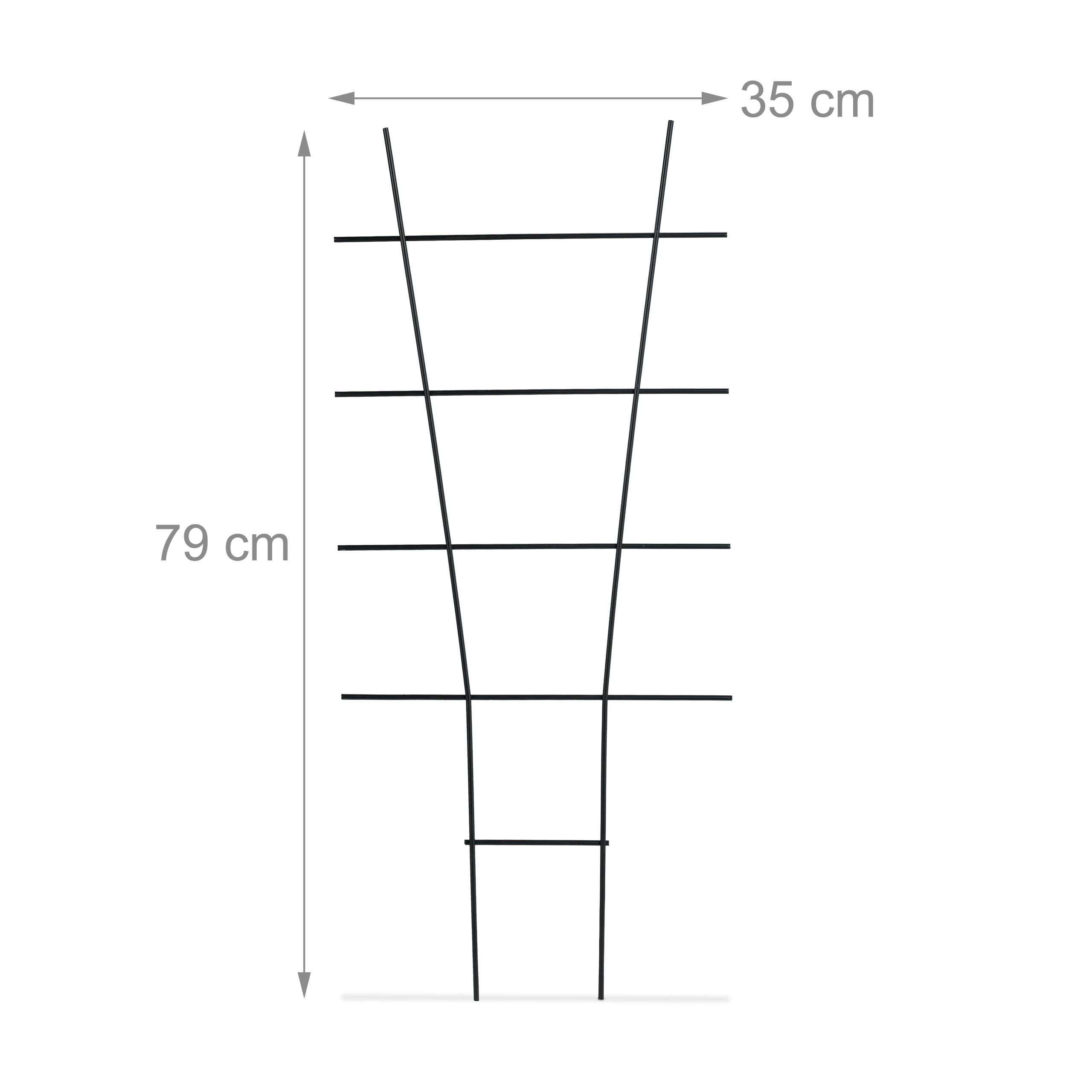 Technische Zeichnung einer schwarzen Kletterhilfe für Pflanzen mit den Maßen 79 cm Höhe und 35 cm Breite.