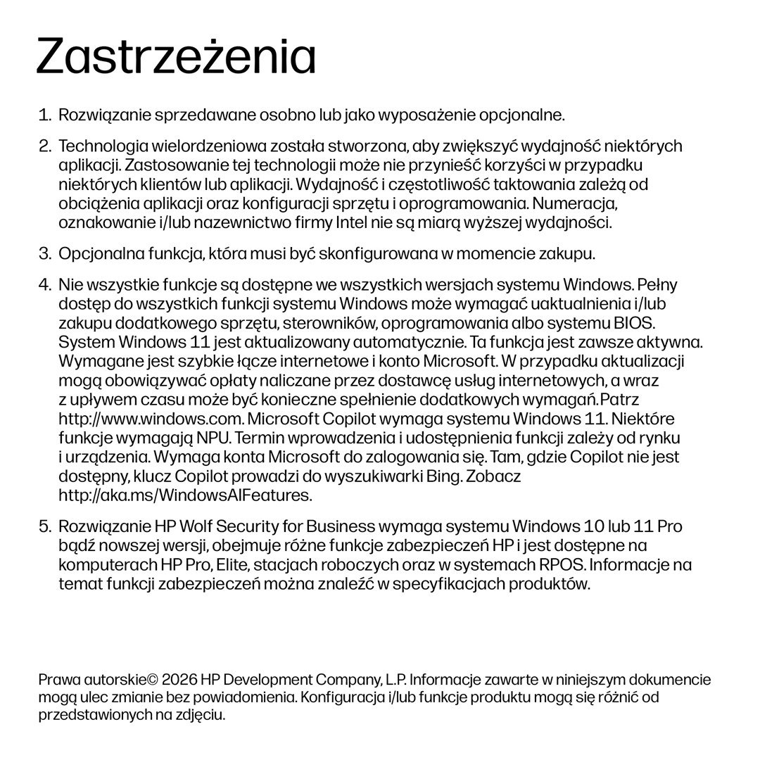 Dokument tekstowy w języku polskim zatytułowany Zastrzeżenia z punktami i informacją o prawach autorskich.