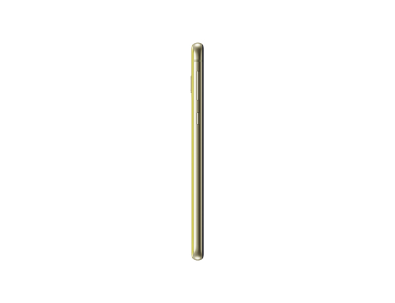 Side view of a gold smartphone showing volume buttons on a white background.