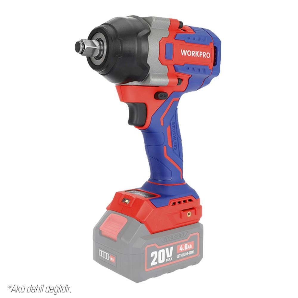 20V Li-Ion akülü mavi ve kırmızı WORKPRO darbeli somun sıkma.