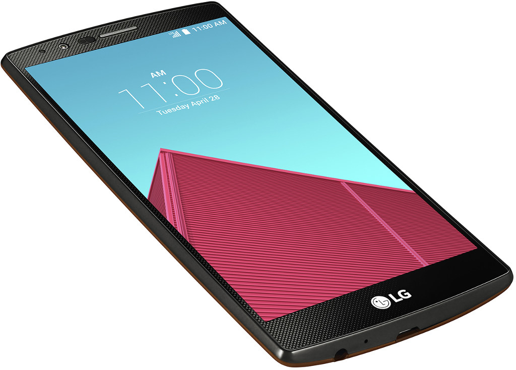 Uno smartphone LG con corpo nero e display colorato mostra le 11:00.
