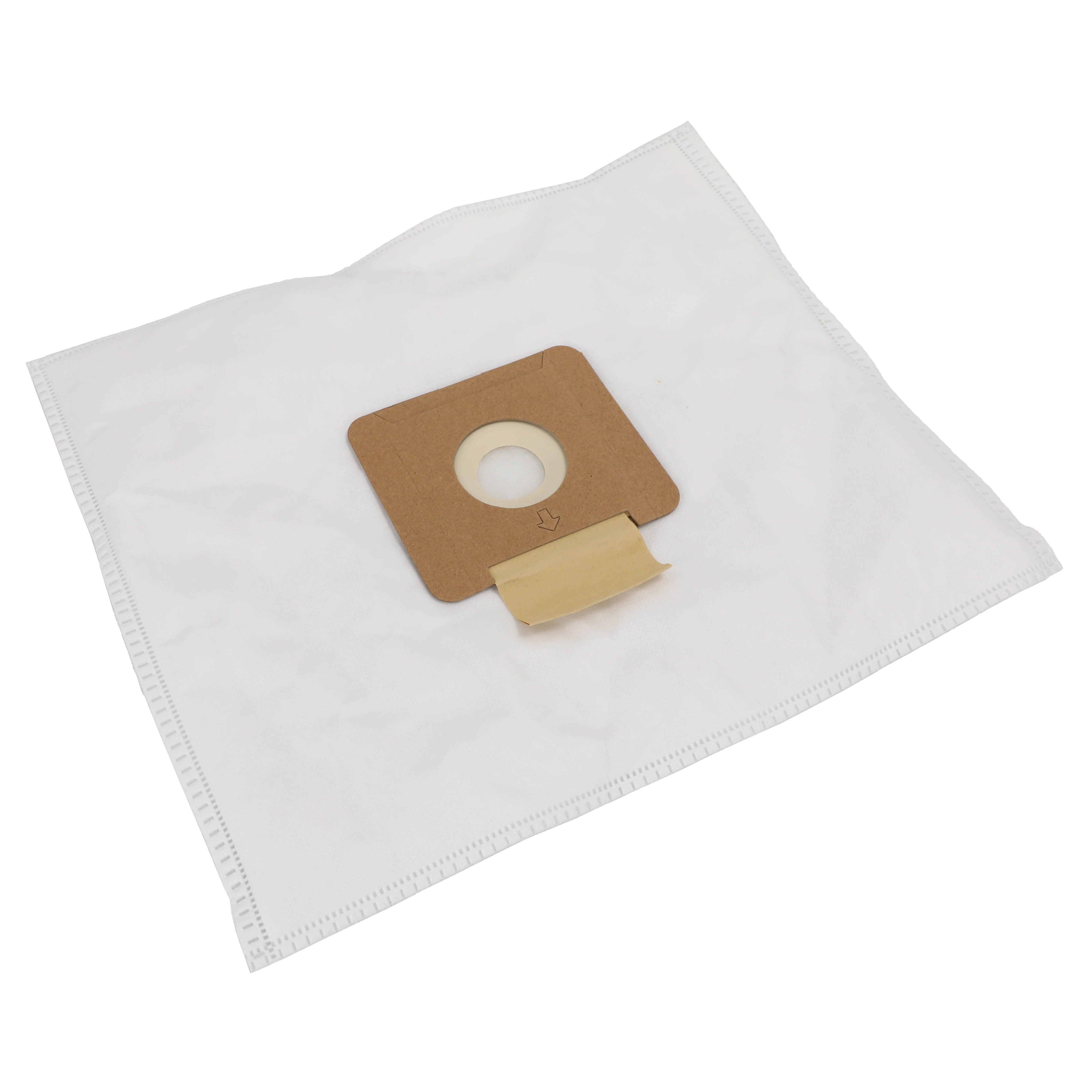 A white non-woven vacuum cleaner bag featuring a brown cardboard inlet with a central opening.