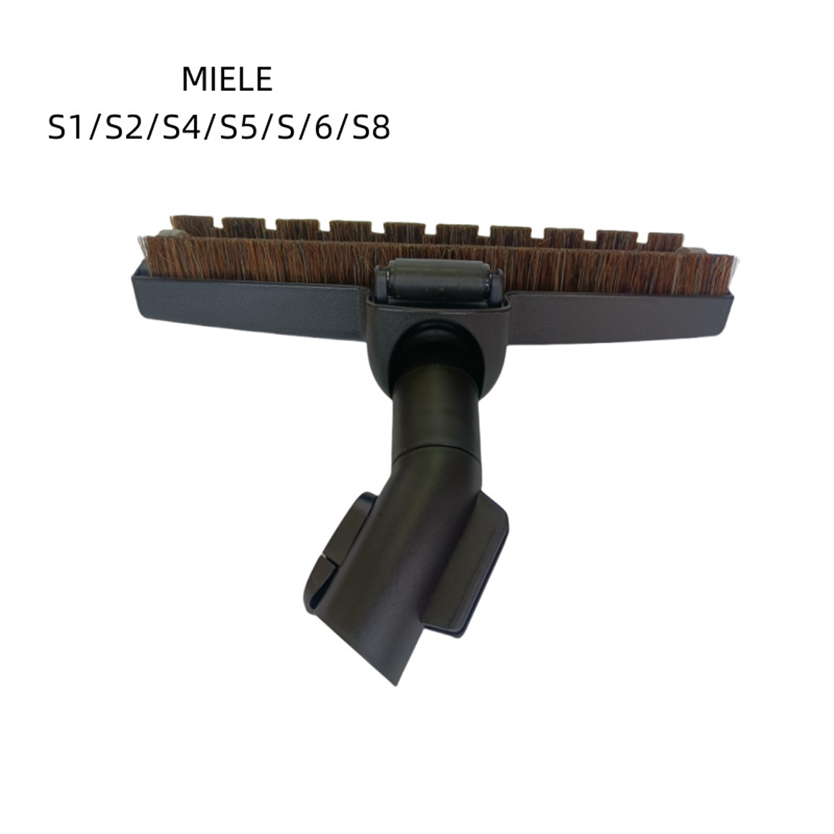 Miele Staubsaugerbürste mit braunen Borsten und schwarzem Gelenk.