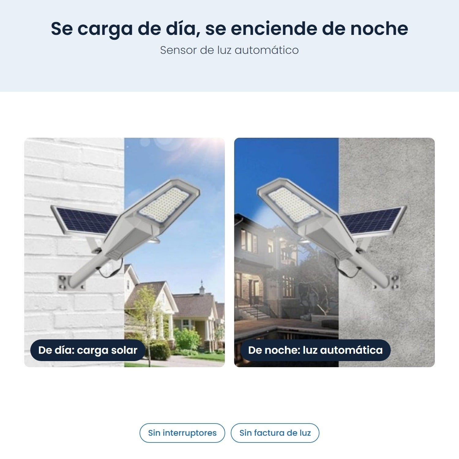 Lampada solare si ricarica di giorno e si accende automaticamente di notte.