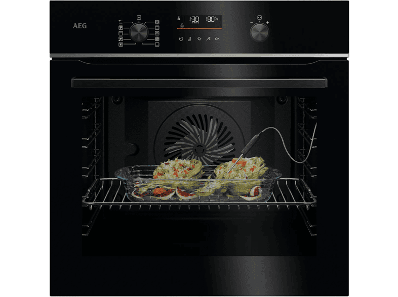Horno a vapor - AEG Serie 5000 V5PBA521AB, Integrable, Pirolítico, 71 l, 595 mm, Negro