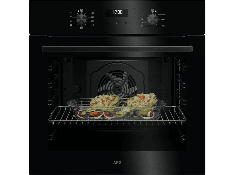 Horno multifunción - AEG Serie 5000 V5ABU20SK, Display LED, de 72 litros, 7 funciones, limpieza fácil, Integrable, Hidrolítica, 72 l, 596 mm, Negro