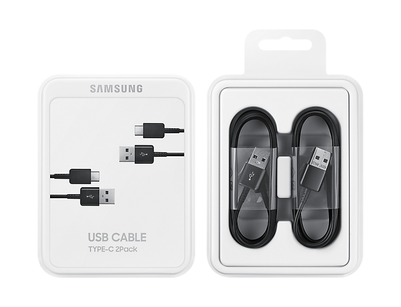Samsung USB-C oplaadkabels, 2-pack in witte verpakking.