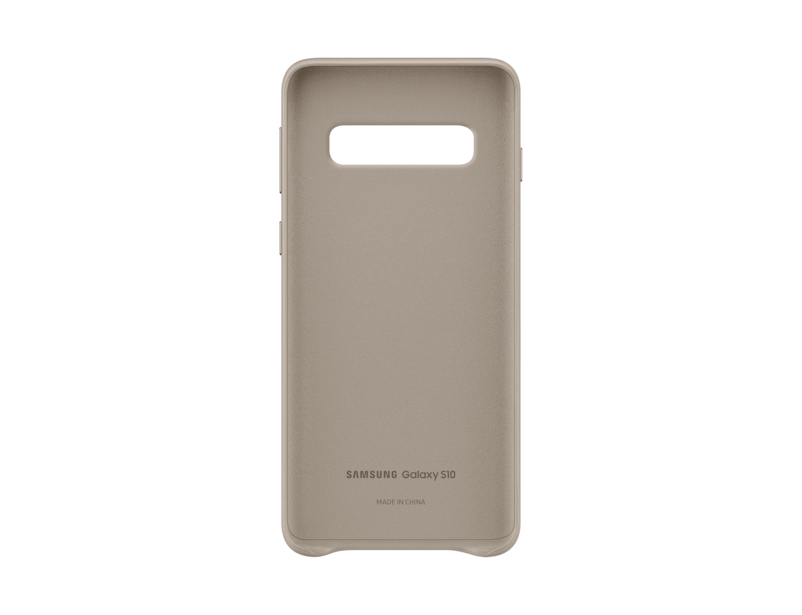 Beige Lederhülle für Samsung Galaxy S10, Innenansicht.