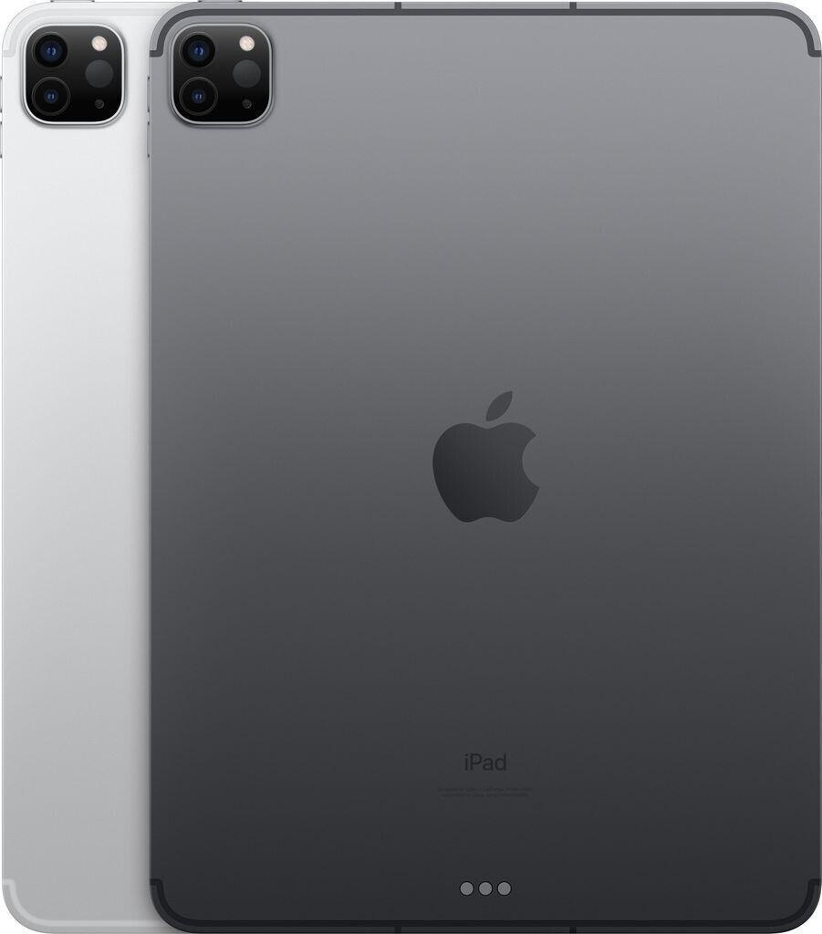 Rückseiten von zwei iPads in Silber und Dunkelgrau mit Dual-Kamera und Apple-Logo.