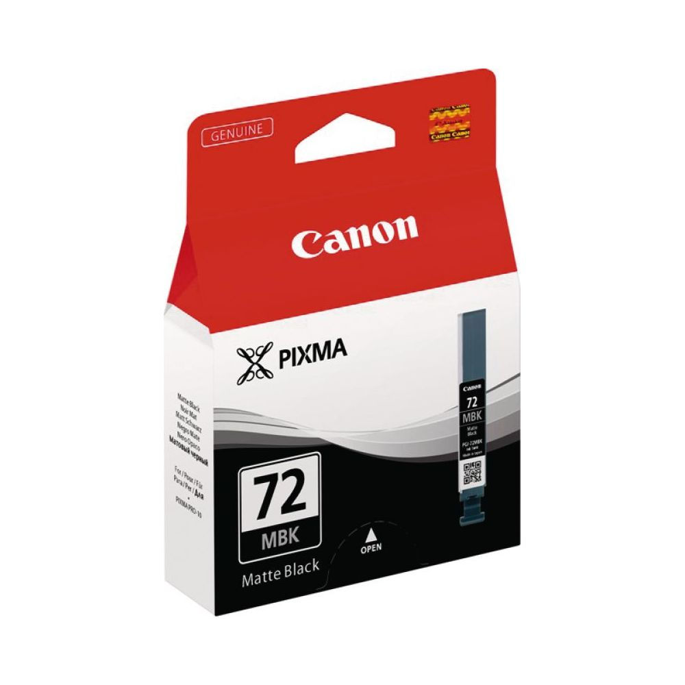 Rote und weiße Canon Pixma Tintenpatronenverpackung für Matte Black 72 MBK.