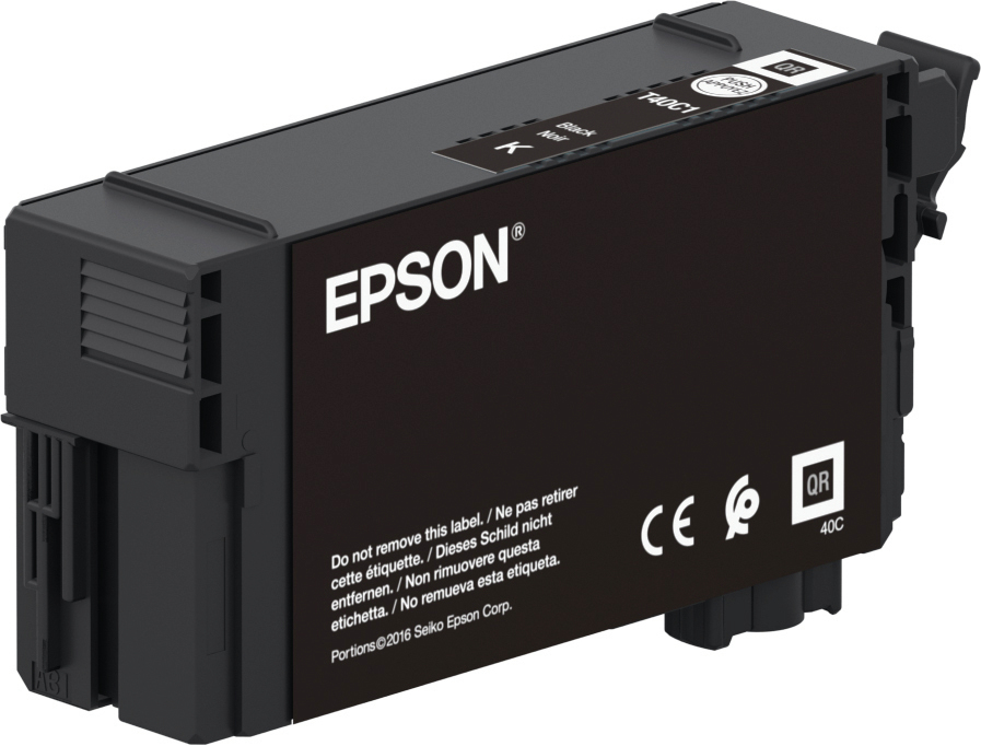 Cartucho de Tinta Negra Epson con logotipo y texto en blanco sobre fondo claro.