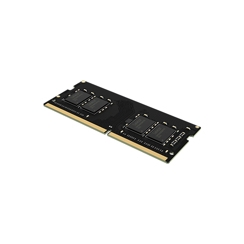 Un módulo de memoria RAM negro con cuatro chips en una placa.
