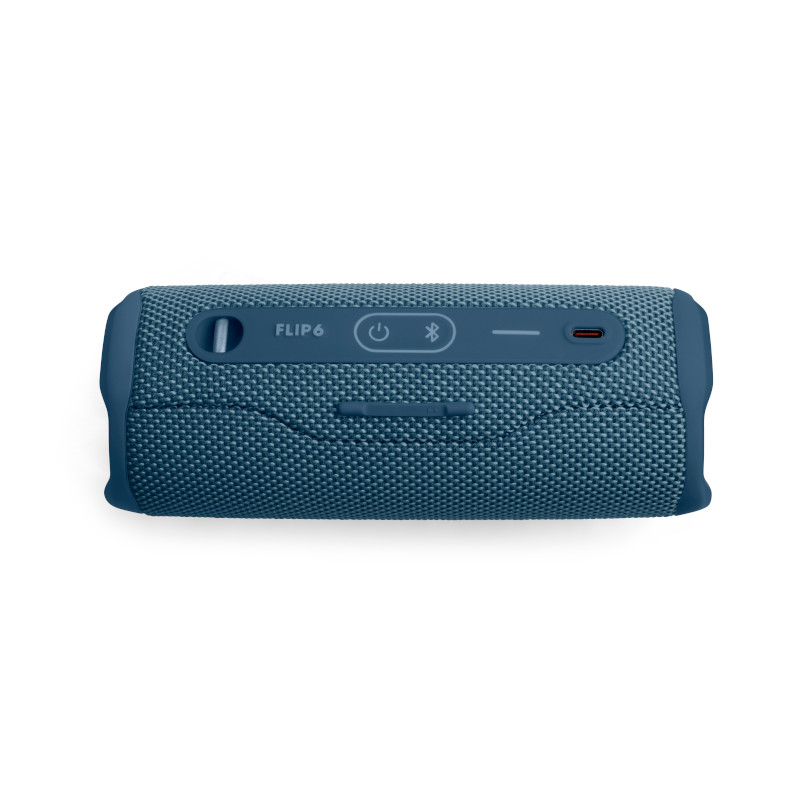 A blue JBL Flip 6 wireless speaker shown horizontally on a white background.