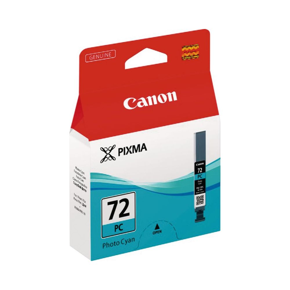 Eine Canon Pixma Photo Cyan Tintenpatrone in Originalverpackung.