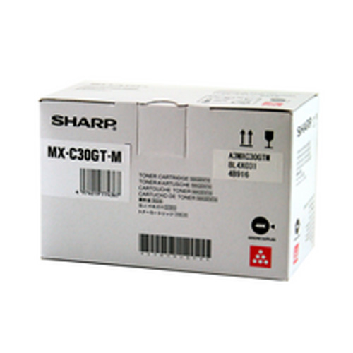 A white Sharp MX-C30GT-M toner cartridge box on a white background.