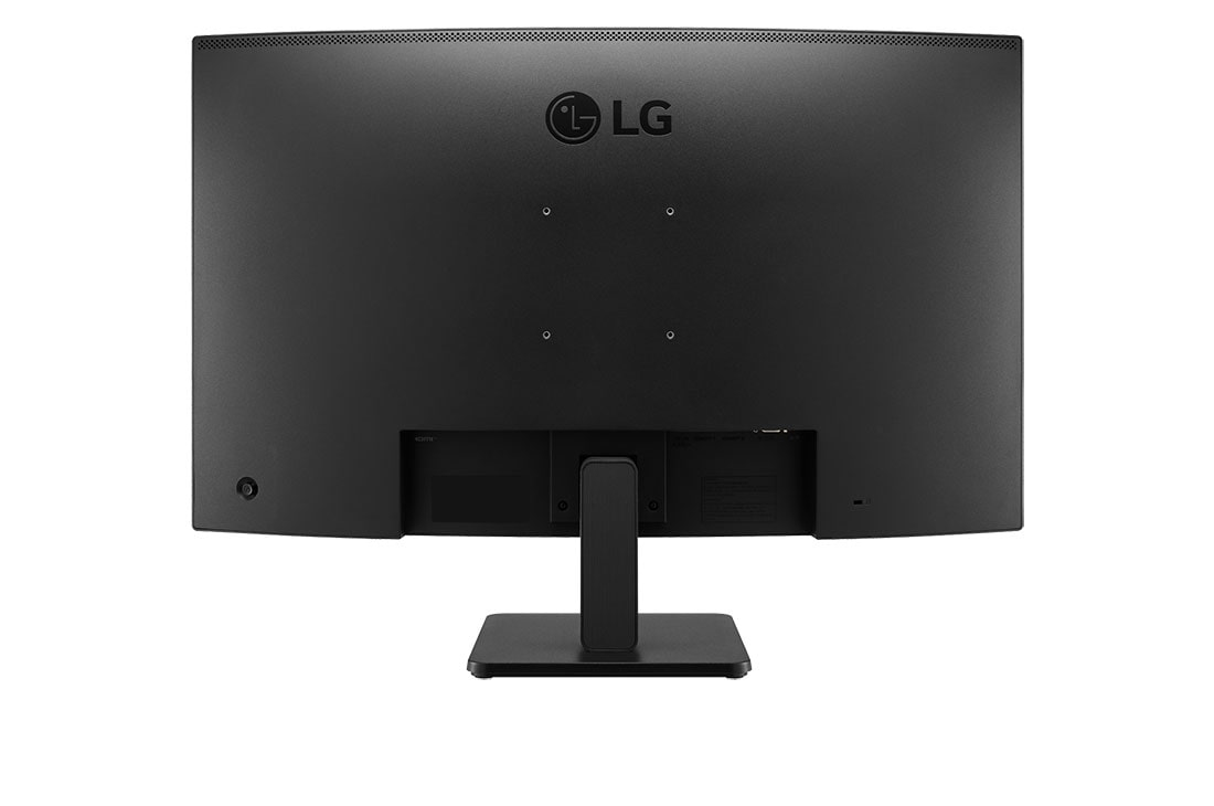 Widok z tyłu czarnego monitora LG z podstawą.
